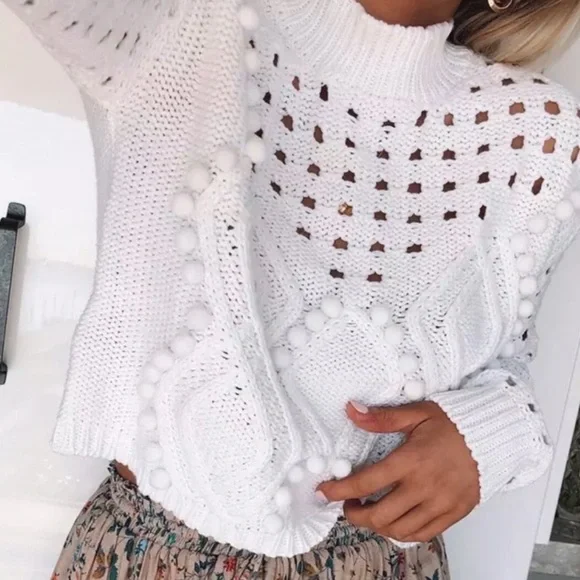 Peek-A-Boo Pompom Sweater - Picture 4 of 10